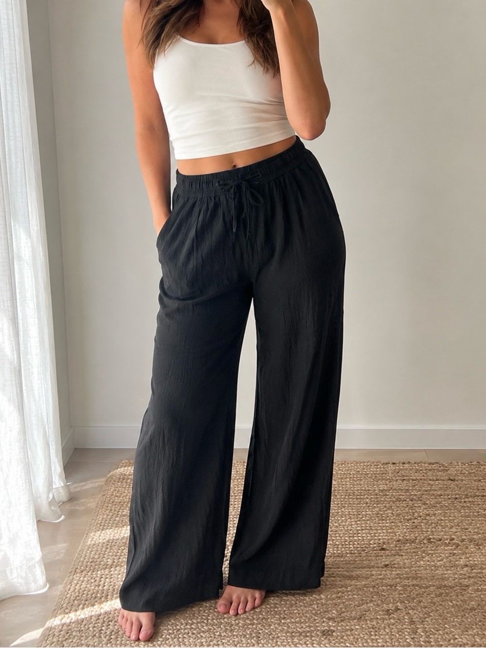 GapBody Modal Cotton Linen Blend Wide Leg Lounge Pant